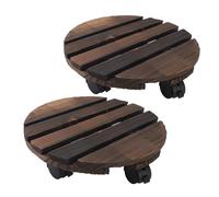Fockety Support pour Plantes, 11,8 Pouces, en Bois, Multifonction, Robuste, Grand Support Rond à roulettes avec Roues rotatives à 360 degrés pour l'extérieur et l'intérieur
