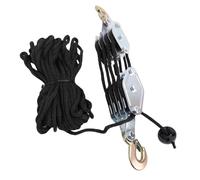 Fockety Système de Poulie, Crochet Robuste en Alliage de Zinc Pivotant à 270°, Corde en Polyéthylène Haute Résistance, avec 441 Lb 3 Roues ou 661 Lb 4 Roues, pour le Levage (Dideg4ma0-12)