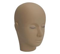 Fockety Tête de Mannequin de Cils, Tête de Formation d'Extension de Cils en Silicone, de Mannequin de Cosmétologie pour la Pratique du Massage de Maquilage des, 9.4x5.9x4.7" (Couleur de café noir)