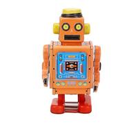 Fockety Vintage Robot, Wind Up Robots Party Favors Decorations Paster Panier Panier, Stocking Stuffers, Novelty Toys Classic Clockwork Spring Toy for Photography Prop, Collection (Orange)