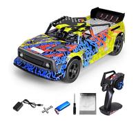 Fockety Voiture de Course RC à L'échelle 1:12, Moteur sans Balais 4 Roues Motrices, Voiture Télécommandée à Grande Vitesse de 60 Km/h avec Lumières LED et Technologie 2,4 G, Jouet de (Rouge et Jaune)