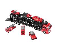 Fockety Voture de Jouets vers Les Pieds-Petits, 32 Cm, 7 Pièces, Camion de Transport, Véhicules de Transport, Jouets de Voiture à Tirer avec 6 Petites Accorties, Alliage Métallique Vif