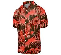 FOCO Chemise à Manches Courtes pour Homme Motif Floral Baltima raiens SMU à Boutons Fleuris Taille L XL Cleveland Browns