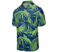 FOCO Chemise à Manches Courtes pour Homme Motif Floral Baltima raiens SMU à Boutons Fleuris Taille L XL Seattle Seahawks