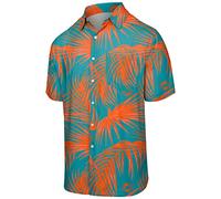 FOCO Chemise à Manches Courtes pour Homme Motif Floral Baltima raiens SMU à Boutons Fleuris Taille L XL Miami Dolphins