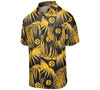 FOCO Chemise à Manches Courtes pour Homme Motif Floral Baltima raiens SMU à Boutons Fleuris Taille L XXL Pittsburgh Steelers.
