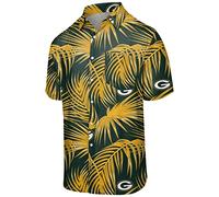 FOCO Chemise à Manches Courtes pour Homme Motif Floral Baltima raiens SMU à Boutons Fleuris Taille L XL Packers Green Bay