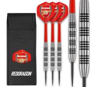 FOCO Fléchettes officiellement licenciées Arsenal FC avec 80% de tungstène 24 g de Red Dragon - ensemble comprenant tiges de fléchettes et porte-fléchettes - Accessoires de fléchettes professionnels