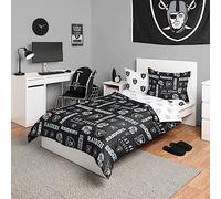 FOCO Las Vegas Raiders Parure de lit 5 pièces (Couette, Haut, Drap Plat et 2 Couvre-oreillers) - Twin