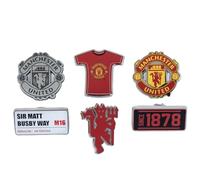 FOCO Lot de 6 badges sous licence officielle Manchester United FC | Marchandise officielle du club de football | Badges à collectionner en émail | Cadeau pour les fans de Manchester United et les