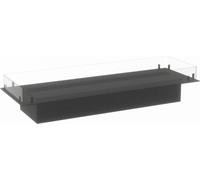 Foco Myst Corner Left 1000 Foyer - Noir, 210 cm2 de ventilation - Surface mate avec décoration en bois - Façade en verre incluse, hauteur 15 cm - Intérieur noir - Acier