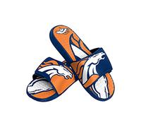 FOCO NFL Denver Broncos Sandales à talons pour homme avec gel de douche pour homme, grand logo Colorblock (11-12) (FFSSNFCBBLGGEL)