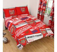 FOCO Parure de lit double avec housse de couette et taies d'oreiller assorties Motif football Arsenal FC