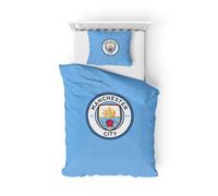 FOCO Parure de lit Simple avec Housse de Couette et taie d'oreiller sous Licence Officielle Football Essential (Manchester City FC)