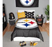 FOCO Pittsburgh Steelers Parure de lit 3 pièces (Couette et 2 taies d'oreiller) - Lit Simple
