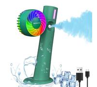 focombance Ventilateur Portable USB Mini Ventilateur Brumisateur LED, 3 en 1 de Bureau Table Fan Silencieux Rechargeable à Main Poche pour Extérieur Voyage Camping