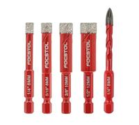 FOCSTOL Foret Diamant Sec - 4 pièces 6/8/10/12mm Trépan Diamant & 1 pièce 6mm Foret au Carbure avec Changement Rapide Tige Hexagonale pour Céramique Carrelage Porcelaine Marbre Granit