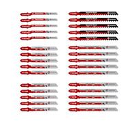 FOCSTOL Lames de Scie Sauteuse - 30 Pièces HSS/HCS Jeu de Lames Scie Sauteuse à Tige en T pour Couper Métal, Bois, Plastique (T118A, T118B, T101AO, T101B, T101BR, T144D)