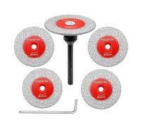 FOCSTOL Mini Disque Diamant Carrelage - 5 pièces 50mm Disque a Tronconner Carrelage et 1 pièce 6mm Tige Ronde pour Verre Jade Marbre Granit Pierre Artificielle Porcelaine Céramique