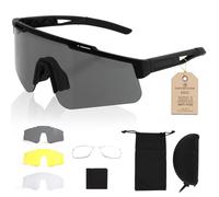 FOCUHUNTER Lunettes tactiques anti-buée pour airsoft avec 3 verres interchangeables, lunettes tactiques pour tir, protection UV400 (monture noire)