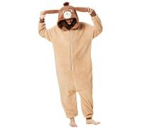Focupaja Unisexe Pyjama Chèvre Mignon Adulte Combinaisons Cosplay Animaux Tenues de Carnaval Costume de Fête Novelty Onesie Homewear