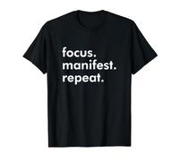 Focus Manifest Repeat Discipline Motivation T-Shirt Graphique avec Valeur, Homme, Noir, S