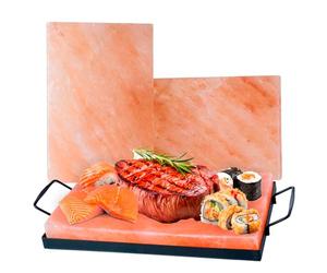 FOCUS NUTRITION Bloc de sel rose de l'Himalaya - Pierre de sel pour griller, cuisiner, servir | Plateau en métal amovible | Cadeaux uniques pour les cuisiniers | Qualité alimentaire