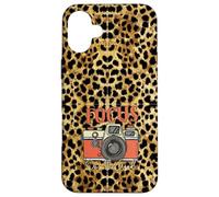 Focus on The Good Appareil Photo Vintage avec Citation Positive Motif léopard Coque pour iPhone 16 Plus
