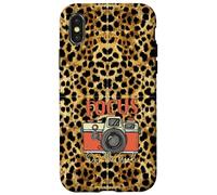 Focus on The Good Appareil Photo Vintage avec Citation Positive Motif léopard Coque pour iPhone X/XS