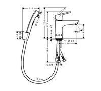 Focus Set bidette, bonde Push-Open, chromé (31927000)