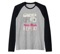 Focus Shoot Repeat Photography Photographer Camera Vintage Manche Raglan