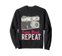 Focus Shoot Repeat Photography Photographer Camera Vintage Sweatshirt