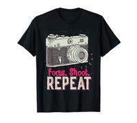 Focus Shoot Repeat Photography Photographer Camera Vintage T-Shirt
