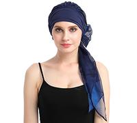 FocusCare Confortable Bambou Jersey coiffures pour Le Cancer du Sein, la tête,Les deux marine,Taille unique