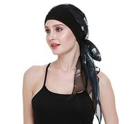 FocusCare la Chimio Casquettes pour Femmes Poids Cancer écharpe féminin Couvre - Chef pour Les Cheveux Longs des Filles,Fleurs blanches,Taille unique