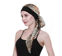 FocusCare Mesdames Chimio Turban Hats Beanie écharpe coiffures pour Les Patients atteints de Cancer,Floral noir,Taille unique