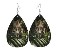 Focused on the majestic tiger Boucles d'oreilles en cuir en forme de larme pour femme - Boucles d'oreilles pendantes légères en PVC avec crochets en argent 925, imprimés double face | Cadeau