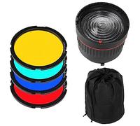 FocusFoto Bowens Mount Studio Flash LED Angle de mise au point réglable et 4 filtres de couleur