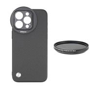 FocusFoto Étui de téléphone pour iPhone 14 Pro Max, intégré avec adaptateur de filtre fileté de 58 mm, avec kit de filtre à densité neutre ND2-ND400 variable de 58 mm (noir)