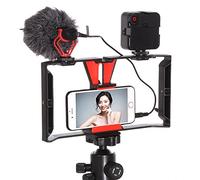 FocusFoto Support stabilisateur pour Smartphone avec Microphone BOYA by-MM1 et kit d'éclairage 49 LED pour téléphone Portable, iPhone, cinéma Professionnel