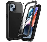 Focusor Coque pour iPhone 14 Plus Métal Antichoc 360 Protection Incassable | Noir,Coque avec Verre trempé,Metallique,Blindé,Renforcée,Solide,Integrale,Rigide,Resistante,Chantier,Robuste,Armor,Vis,Arme