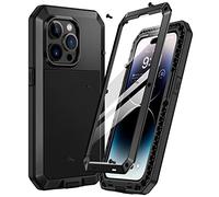 Focusor Coque pour iPhone 14 Pro Métal Antichoc 360 Protection Incassable | Noir,Coque avec Verre trempé,Metallique,Blindé,Renforcée,Solide,Integrale,Rigide,Resistante,Chantier,Robuste,Armor,Vis,Arme