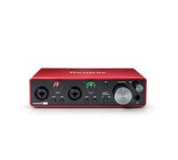 Focusrite Scarlett 2i2 Interface Audio USB-C de 3e Génération | 2 préamplis micro, 2 entrées instrument Hi-Z, 24 bits/192 kHz, mode Air, Gain Halos, monitoring direct