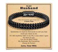 Focxoio Cadeaux pour homme, bracelets à maillons Franco, Saint-Valentin, anniversaire, Noël, anniversaire de mariage, pour lui, petit ami, mari, de la part de sa petite amie, épouse, To My Man