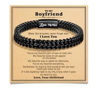 Focxoio Cadeaux pour homme, bracelets à maillons Franco, Saint-Valentin, anniversaire, Noël, anniversaire de mariage, pour lui, petit ami, mari, de la part de sa petite amie, épouse, To My Man