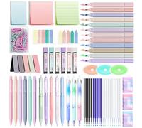 Focxoio Lot de 118 Fournitures Scolaires Esthétiques avec 12 Surligneur Pastel, 3 Stylos Effaçables, 5 Stylos Gel, 6 Porte-mines, Papeterie Aesthetic pour Étudiants