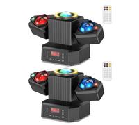 FODEXAZY 2 PCS 65W Lyre LED Moving Head,RGBW 4-en-1 Double Bras Jeux Lumiere Disco de Scène Tête Mobile,Mini Moving Head Lampe Projecteur avec Télécommande,pour Disco DJ Club Fête Bar Mariage