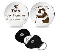 Fodfgxf Cadeau Fete des Grand Mere,Cadeau Tata,Cadeau Pour Tata,Cadeau Tante,petit cadeau femme,Cadeaux Moins De 10 Euros,Cadeau Amour,Un Petit Câlin Porte Clef,Cadeau Secret Santa