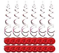 Fodlon 18pcs Sécorations Fête Suspendues Tourbillon, Décorations Plafond Tourbillon, Réutilisables d'anniversaire en Spirale pour Fête de Naissance, Mariage, Noël, Fournitures de Fête (Rouge)