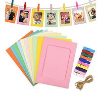 Fodlon 30 Pièces Coloré Kraft Cadres Photo en Papier avec 30 Pièces Clips en Bois et 3 Pièces Twines, 6x4 inch Cadres photo en Carton pour Maison École Bureau Murale Décoration